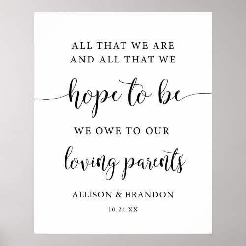 Rustic Wedding Parents Wedding Gift Poster