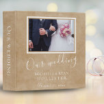 Rustic Wedding Photo Album Elegant 3 Ring Binder<br><div class="desc">Elegant Rustic Beige Wedding Photo Album. Rustic beige wedding photo album for your wedding day memories with a trendy script. You can easily personalize all the text and the wedding photo.</div>