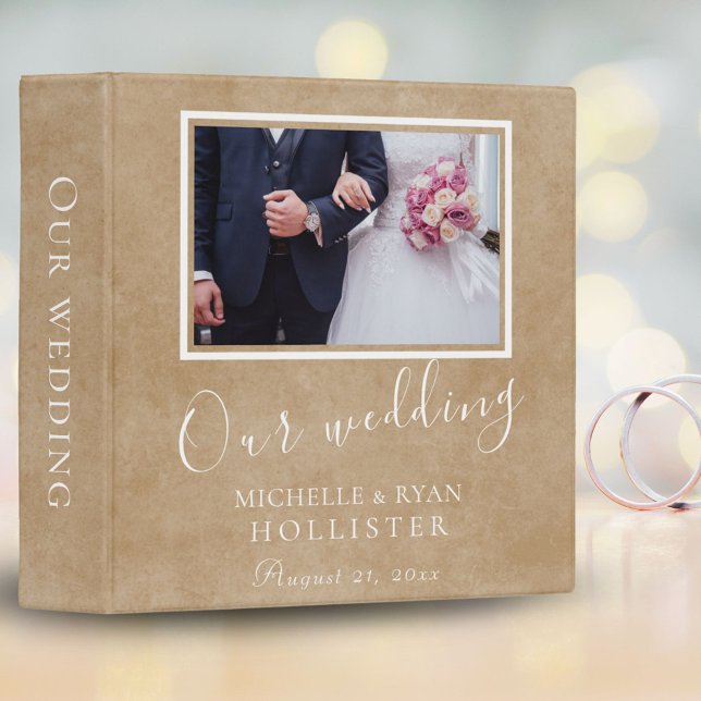 Rustic Wedding Photo Album Elegant 3 Ring Binder (Creator Uploaded)