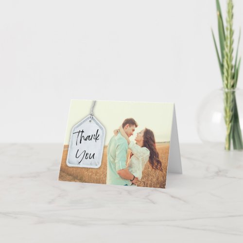 Rustic Wedding Photo Blank Inside Folded Thank You Card