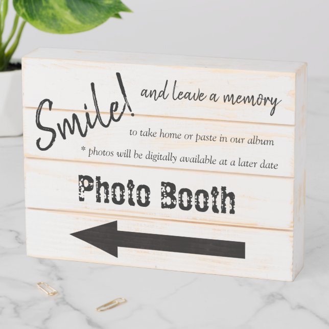 Rustic Wedding Photo Booth - Farmhouse Style Wooden Box Sign (In Situ Horizontal)