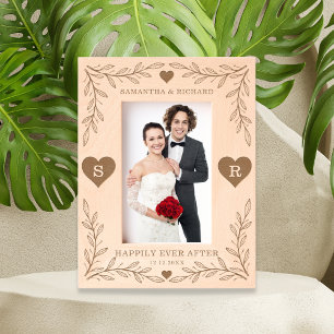 Rustic Wedding Photo Custom Names Monogrammed Engraved Frames