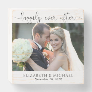 Rustic Wedding Photo Happily Ever After Wooden Box Sign