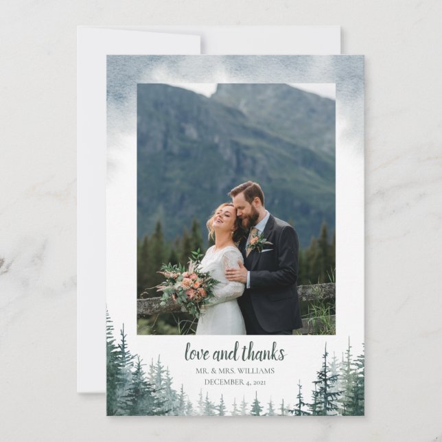 Rustic Wedding Photo Insert Thank you Card (Front)