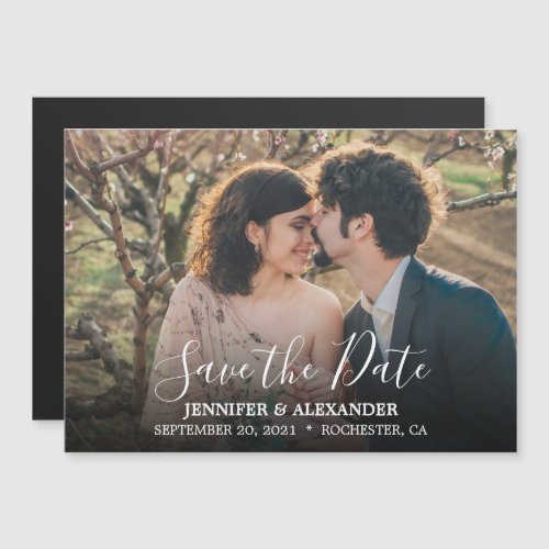 Rustic wedding photo magnetic Save the Date card
