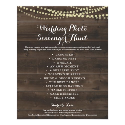 Rustic Wedding Photo Scavenger Hunt I Spy Game Fly Flyer - A fun game for your guests to play at the reception . . . and a great way for you to get lots of different perspectives on the pictures you'd like taken.