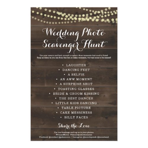 Rustic Wedding Photo Scavenger Hunt I Spy Game Flyer - A fun game for your guests to play at the reception . . . and a great way for you to get lots of different perspectives on the pictures you'd like taken.