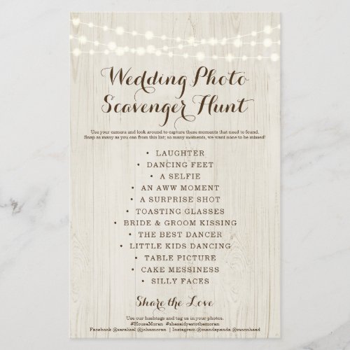 Rustic Wedding Photo Scavenger Hunt I Spy Game Flyer