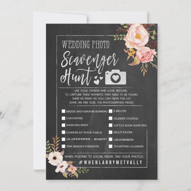 Rustic Wedding Photo Scavenger Hunt I Spy Game Invitation (Front)