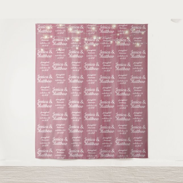 Rustic Wedding Pink Backdrop Step and Repeat (Front)