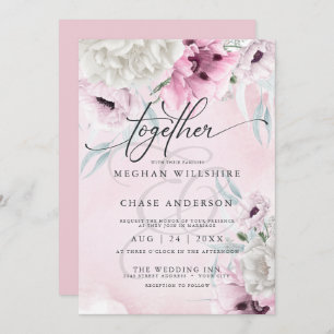 Rustic Wedding Pink Floral Invitation