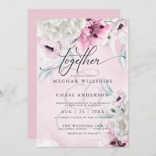  Rustic Wedding Pink Floral Invitation