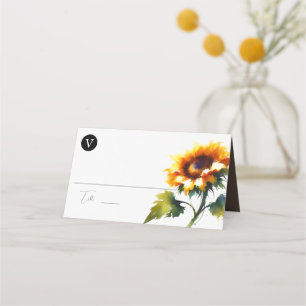 Rustic Wedding Place Card, Escort Card, Sunflower Card