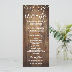 Rustic Wedding Program | Zazzle
