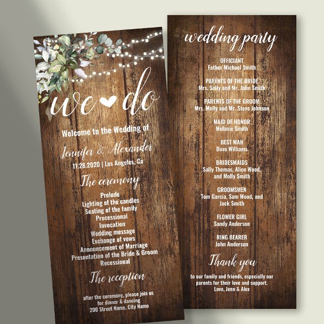 Rustic Wedding Program Greenery Eucalyptus (Creator Uploaded)