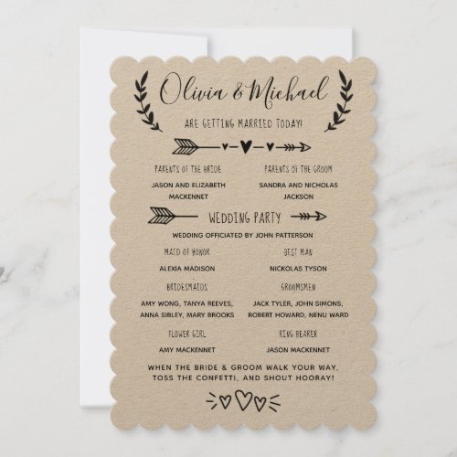 Rustic Wedding Program Order of Events