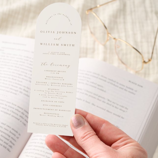 Rustic Wedding Program, Simple Order Of Events Bookmarks (Hand)