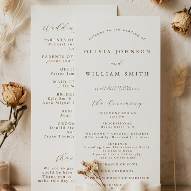Rustic Wedding Program, Simple Order Of Events Program (Creator Uploaded)