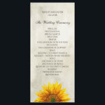 Rustic wedding program. Sunflower ceremony card<br><div class="desc">Matching items - https://goo.gl/r6nm2B ♥ You can change color or size of font: click on the button "Customize" ♥ Contact me,  please,  if you need additional items.</div>