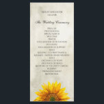 Rustic wedding program. Sunflower ceremony card<br><div class="desc">Matching items - https://goo.gl/r6nm2B ♥ You can change color or size of font: click on the button "Customize" ♥ Contact me,  please,  if you need additional items.</div>