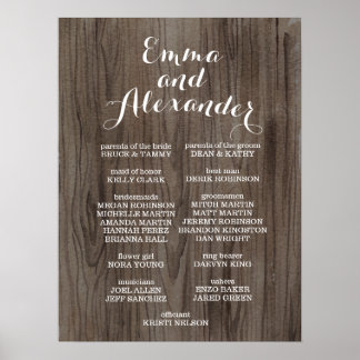 Rustic Wedding Program Wedding Party Sign