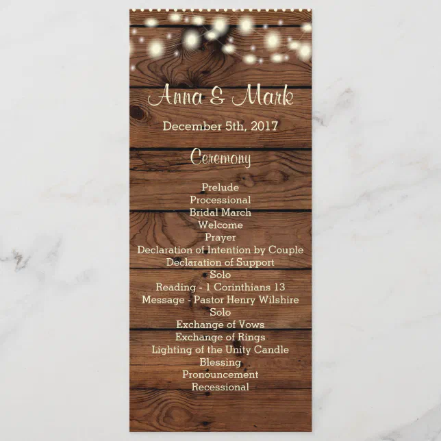 Rustic Wedding Program, Wedding Program, Rustic Ra Program | Zazzle