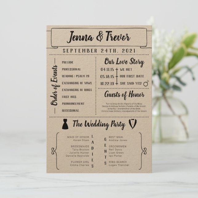 Rustic wedding program | Honestweddingadvice.com