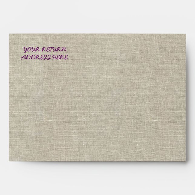 Rustic Wedding Purple Linen Lace Envelope (Front)