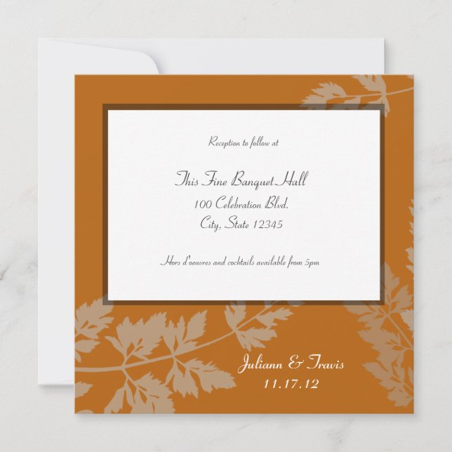 Rustic Wedding Reception Card (Front)