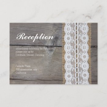 Rustic Wedding Reception Card - Lacetrim by Whimzy_Designs at Zazzle