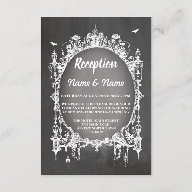 Rustic Wedding Reception Cards Gothic Frame (Front)