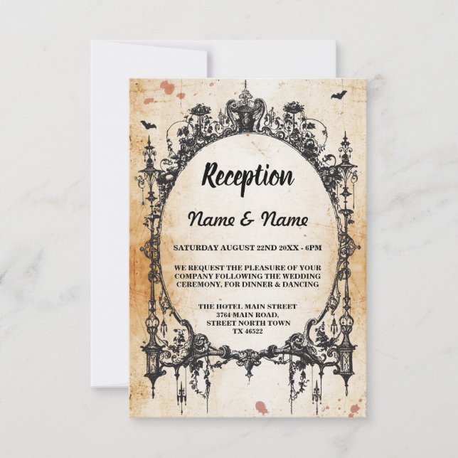 Rustic Wedding Reception Cards Gothic Frame (Front)