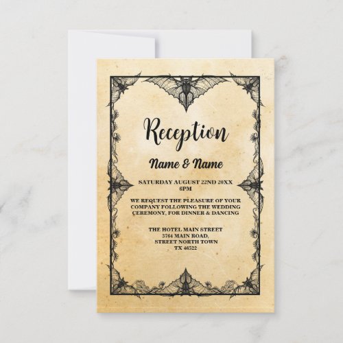 Rustic Wedding Reception Cards Gothic Frame