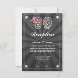 Rustic Wedding Reception Cards Sugar Skull | Zazzle