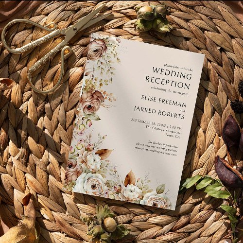 Rustic Wedding Reception Only Country Floral Invitation