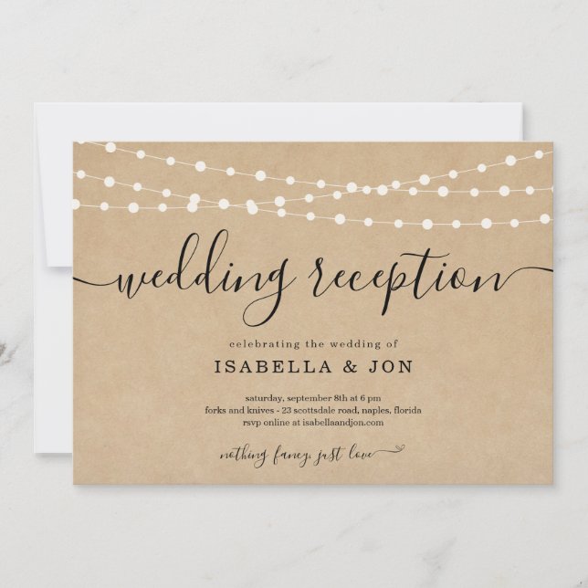 Rustic Wedding Reception Only Invitation (Front)