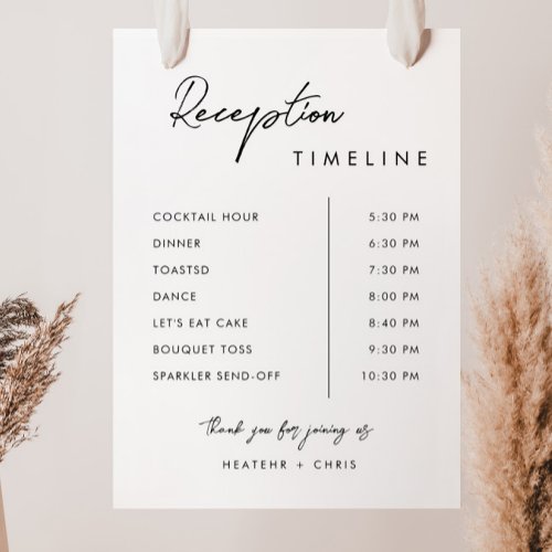 Rustic Wedding Reception Program Timeline Sign