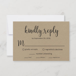 Rustic Wedding Reception RSVP Card