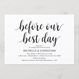 Rustic Wedding Rehearsal Dinner, Black and White Invitation