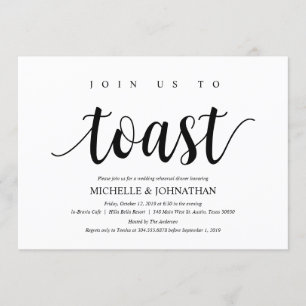 Rustic Wedding Rehearsal Dinner, Black and White Invitation