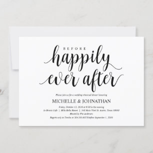 Rustic Wedding Rehearsal Dinner, Black and White Invitation