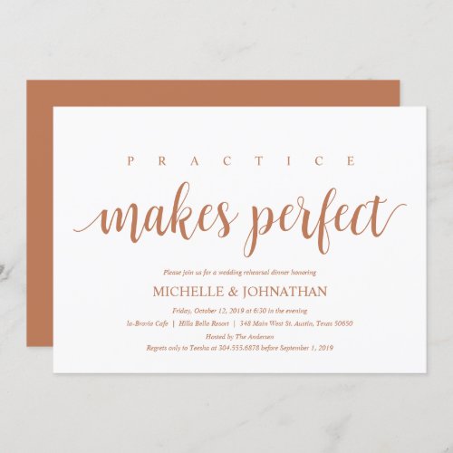 Rustic Wedding Rehearsal Dinner Modern Copper Invitation