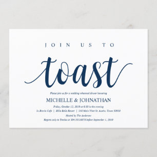 Rustic Wedding Rehearsal Dinner, Navy Blue Invitation