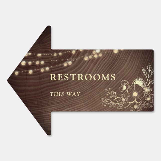 Rustic Wedding Restroom Arrow Sign (Front)
