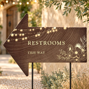 Rustic Wedding Restroom Arrow Sign