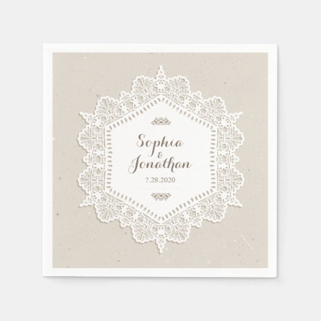 Rustic Wedding Romantic Vintage Lace Doily Napkins (Front)