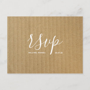 Rustic Wedding Rsvp card Kraft Paper Script