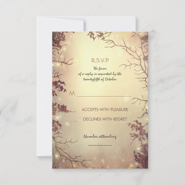 Rustic wedding RSVP cards (Front)