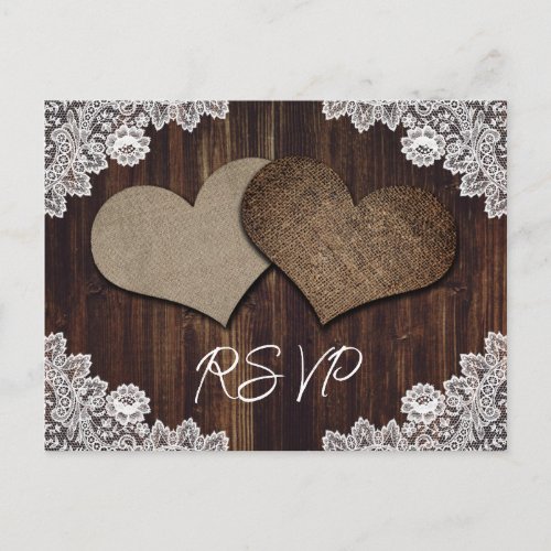 Rustic Wedding RSVP Postcard Meal Choice