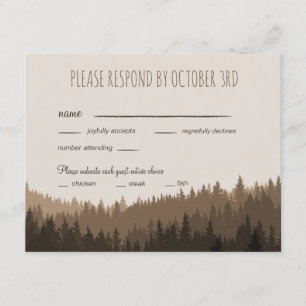 Rustic Wedding RSVP with dinner, number attending